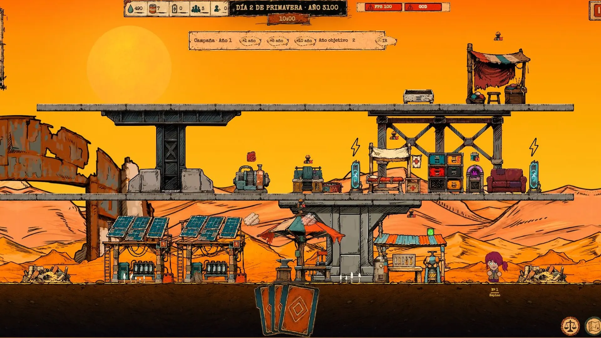 Captura del juego con plataformas a varias alturas y la interfaz visible.